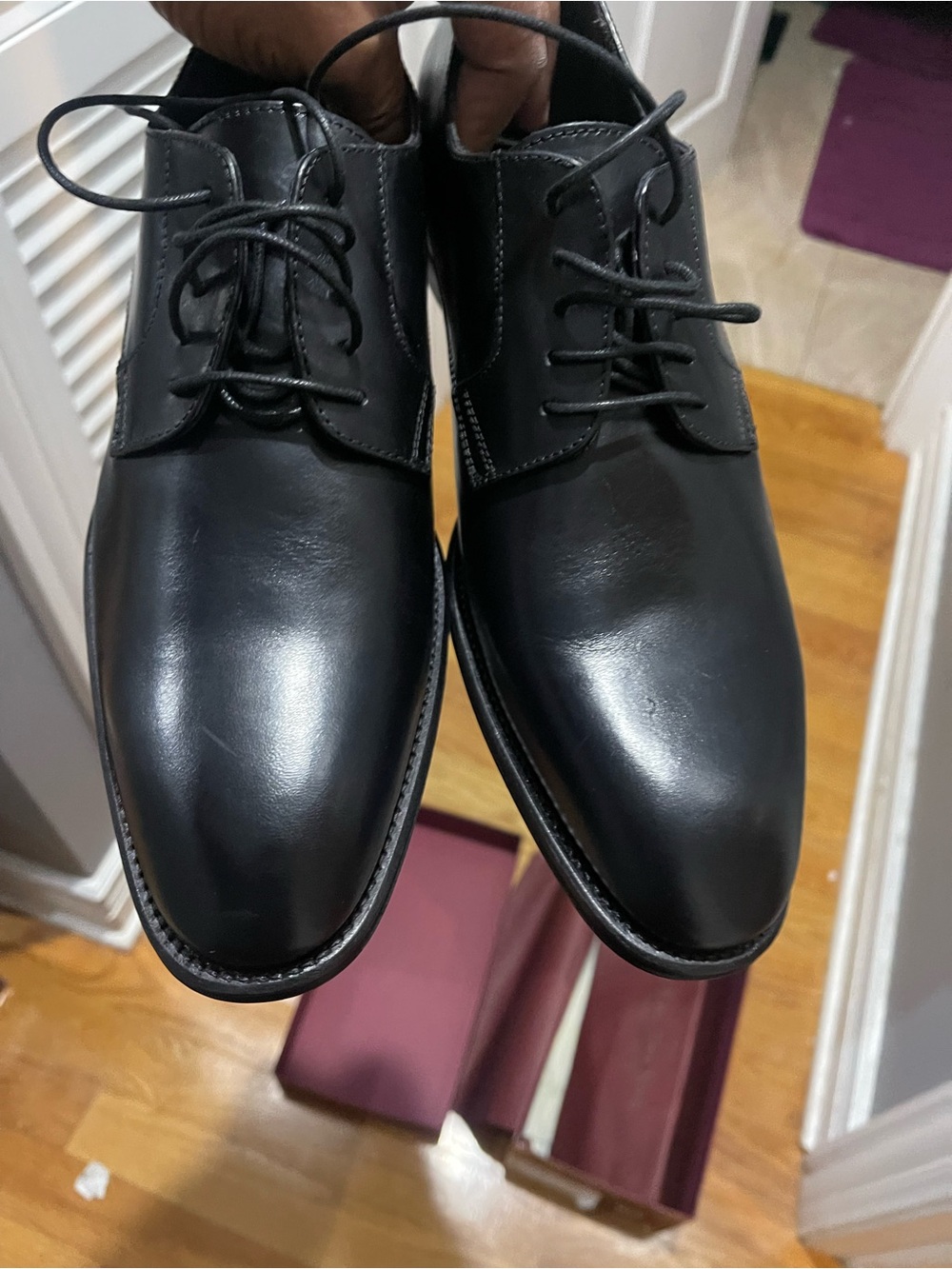 New To Boot NY Black Leather Lace-Up Oxfords Sz 10.5